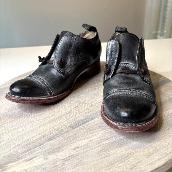 Freebird by Steven Mabel Black Leather Ankle Booties Women’s Size 7 Distressed - Picture 5 of 11